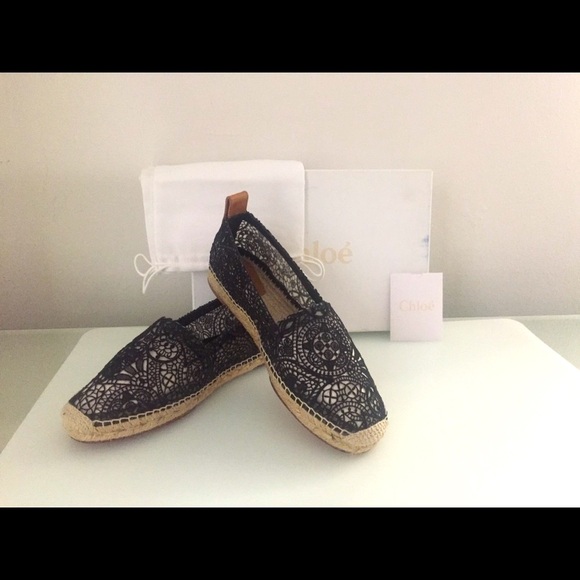 🌼New Chloé Black Lace Espadrilles Sz 39 (US9)🌼 - Picture 1 of 8